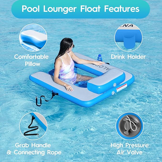 Inflatable Floating Chair Pool Floats Adult Lounger Float Chair for Swimming Pool Party Lake River