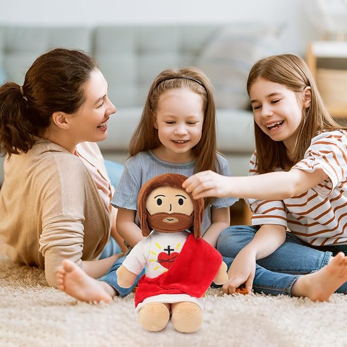13" Jesus Plush Toy Heart of Jesus Plushie Savior Stuffed Doll for Church Sunday School Religious Easter Gift for Children Kids