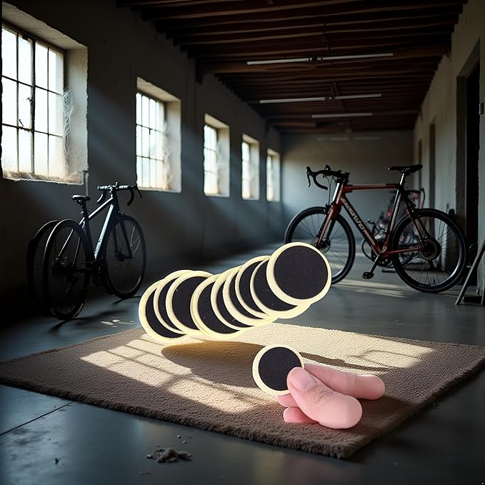 24Pcs Black Bike Tire Patch Kit,Glueless Bike Repair Patch, Round Bike Tube Patches, Bikes Tire Repair Kit,Bike Inner Tube Repair Kit, Bike Patch Kit for Road and Mountain, Cycling,Tires and Tubes