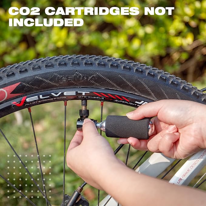 CO2 Inflator Kits, Presta and Schrader Valve Compatible, CO2 Bike Tire Pump for Mountain and Road Bicycles