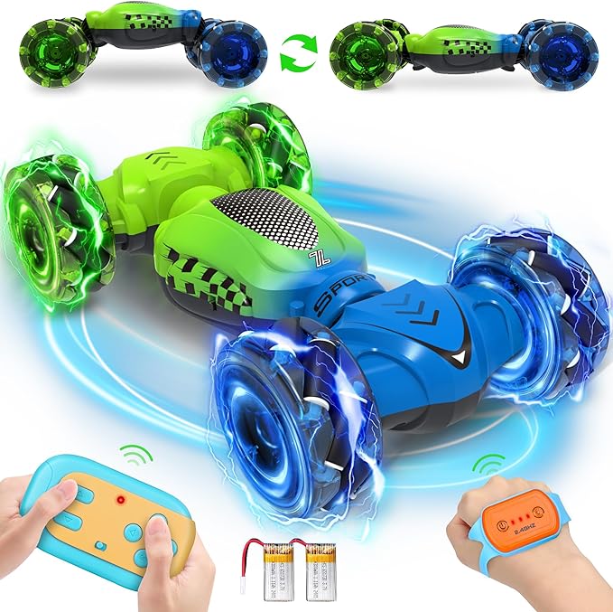 Gesture Sensing RC Stunt Car, Toys for Ages 4-12, Gift for Ages 6 7 8 9 10 11 12 Boys and Girls, Remote Control Car, 4WD Transform Drift RC Cars with Lights, Birthday Gift for Kids