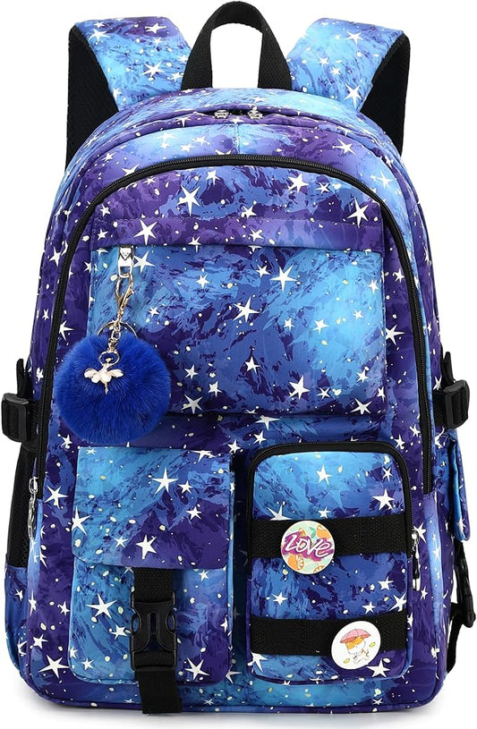 Hidds Laptop Backpacks 16 Inch School Bag College Backpack Anti Theft Travel Casual Daypack Bags Cute Bookbags Large Colorfull Carry on Back Pack for Teens Girls Women Students (Galaxy Blue)