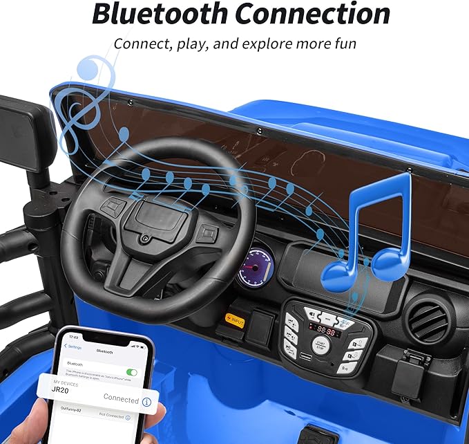 2 Seater Ride on Car Toy, 24V 4WD Electric Car for Kids 4-8 with Remote Control, 4x200W Motors, Capacity 150 lb - Blue