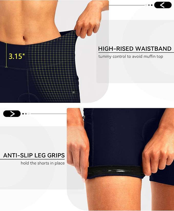 Women's 4D Padded Bike Shorts 5"/7" Riding Underwear Cycling Bicycle Road Biking Cycle Shorts for Women Zipper Pockets