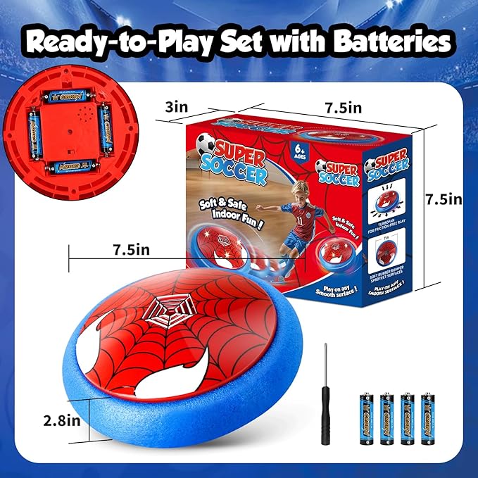 YOTOY Hover Soccer Ball Indoor with Batteries - Light Up, Sports & Outdoor Play Toys Games, Toys for Ages 8-13 Kids Toddler, Birthday Gifts for Boys 3, 4, 5, 6, 7, 8, 9, 10, 11, 12 Year Old