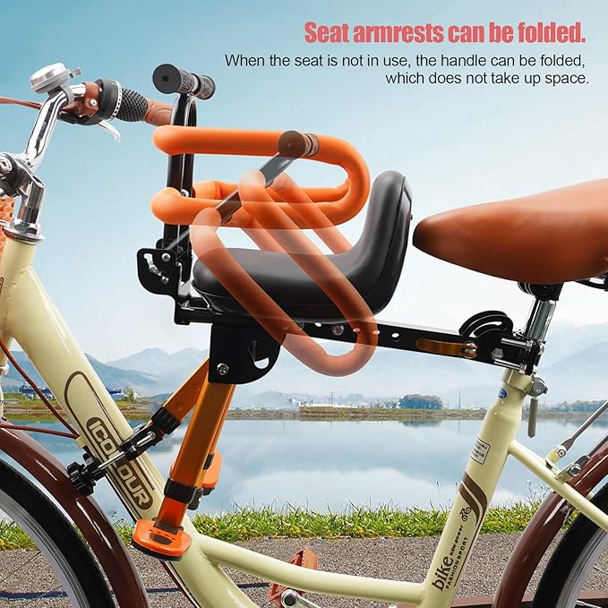 Child Bike Seat - Front Mount, Kids Bike Seat for Adult Bike,Retractable Baby Bike Seat Front Mounted, Toddler Bike Seat for Children 2~6 Years