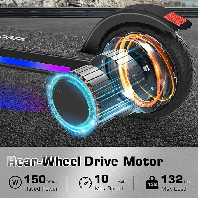 Caroma Electric Scooter for Kids Ages 6-14, 250W/180W/150W Motor & 15 Mph, 85 Mins Ride Time, Adjustable Height & Speed, LED Display, Kids Electric Scooter, Best Gifts for Boys & Girls