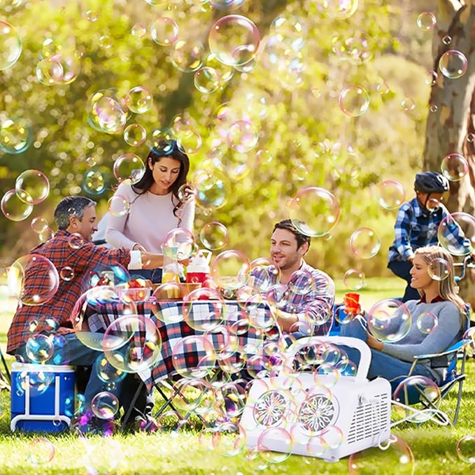 Bubble Machine Portable Bubble Maker for Kids with 2 Fans,Plug in or Battery Operated Bubble Blower,20000+ Bubbles Per Minute for Outdoor Wedding Birthday Halloween
