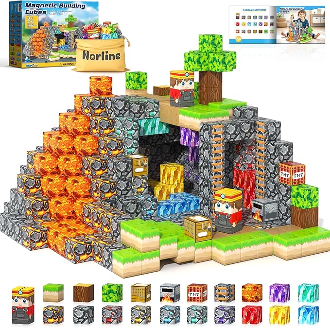 100PCS Magnetic Blocks Building Toys, STEM Learning Sensory Toys for Kids Age 3-5 4-8 5-7 8-12, Gem Cave Adventure Mine Magnet World Craft, Christmas Game Gift for for 3+ Years Old Boys Girls(0.8")