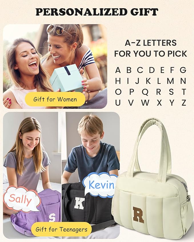 Duffle Bag for Travel Women, Travel Bags，Bridal Shower Gifts-Initial Overnight Bag with Wet Pocket，Lightweight Weekender Bags Personalized Gym Tote with Makeup Pouch