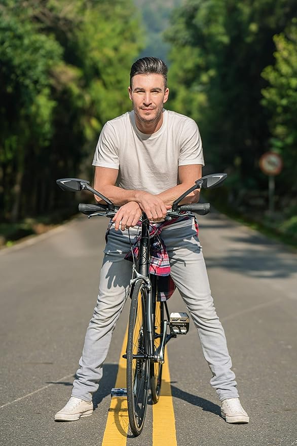 MEACHOW New Scratch Resistant Glass Lens,Handlebar Bike Mirror, Rotatable Safe Rearview Mirror, Bicycle Mirror, (Silver Right Side) ME-006RS