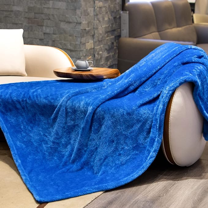 Fleece Throw Blanket Cozy Soft Lightweight Throw Blankets Warm Plush Blue Fall Blankets and Throws Couch Sofa Bed Camping Travel Picnic Outdoor Blanket Bedding Kid Baby Boys Girls Adults 50x70 in