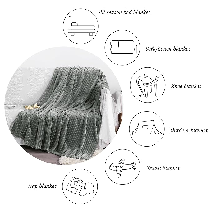 Ntbay Flannel Fleece Twin Blanket, Soft Lightweight Fuzzy Bed Blanket for Couch Sofa Bed All Seasons - Gray - 60 x 80 inches