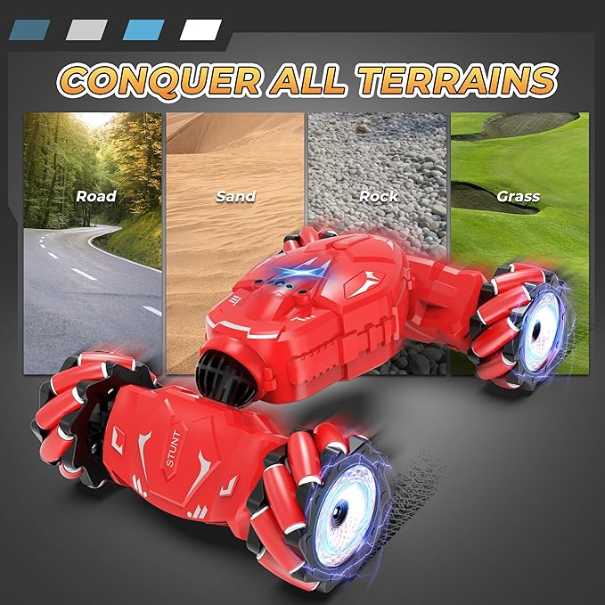 RC Stunt Cars, Gesture Sensing Remote Control Car for 6-12 Boys Girls, 2.4Ghz Hand Controlled Car with Lights Music Sprayer, 360° Rotation, Drift, 4WD Off-Road, Birthday Xmas Gifts Toys for Kids
