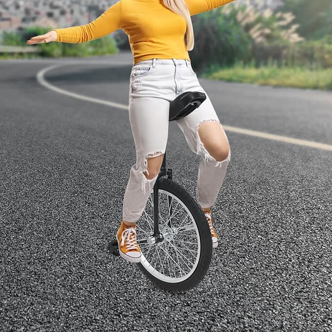20 Inch Unicycle for Balance Training Outdoor Fitness with Adjustable Seat and Anti-Skid Tread