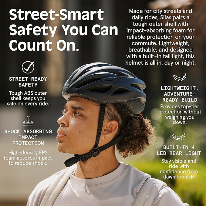 Retrospec Silas Adult Bike Helmet with Light for Men & Women - Lightweight, Comfortable