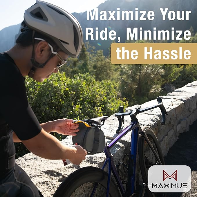 Lumiere & Co. Maximus Magnetic Bike Seat Bag – Quick-Attach Saddle Bag with AquaGuard Zippers, Secure Under-Seat Storage for Cycling Gear & Accessories (Black, Small)