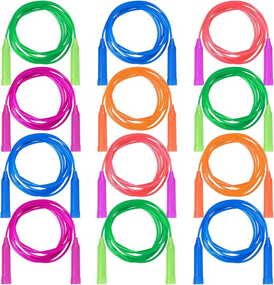 Aneco 12 Pack Kids Jump Rope Set Colorful Outdoor Jump Ropes 7.3 Feet Jumping Ropes for Kids Great Birthday Party Sports Activities Favors Gift