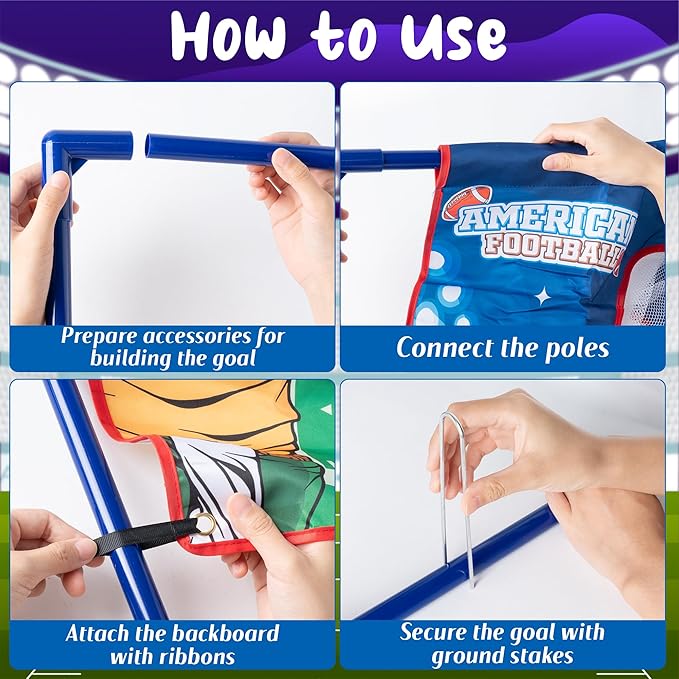 Football Toss Target Game for Kids - Inflatable Throwing Toy with 4 Footballs & Scoreboard | Indoor Outdoor Sports Gift for Boys Girls Ages 5-12（Portable, Easy Setup）