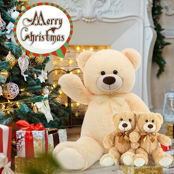 MorisMos Giant Teddy Bears with Babies, 36inch Large Mommy Bear with 2 Babies Stuffed Animals for Baby Shower, Big Bear Plush