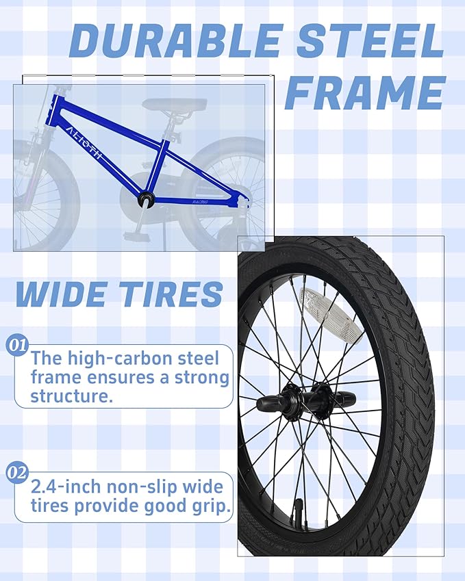 12 14 16 20 Inch Kids Bike BMX Style Bicycle with Training Wheels for 2-14 Years Old Toddlers Boys Girls Coaster Brake Multiple Colors