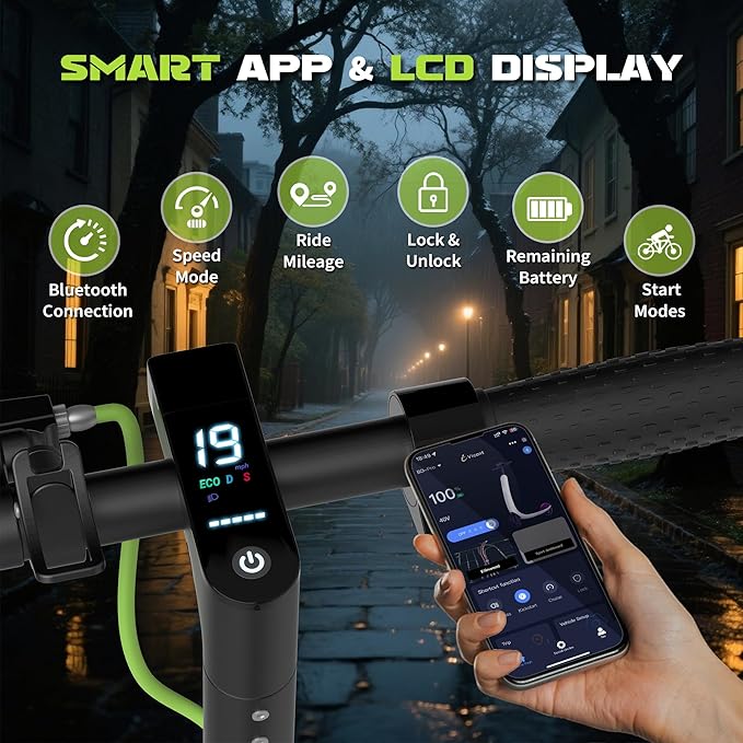 Electric Scooter, 350W/500W Powerful Motor, 19/22 MPH Max Speed, 15/21/28 Miles Range, with 8.5"/10" Solid Tires, Lightweight Foldable Kick Scooter with Dual Braking Systems, Smart APP, Cruise Control