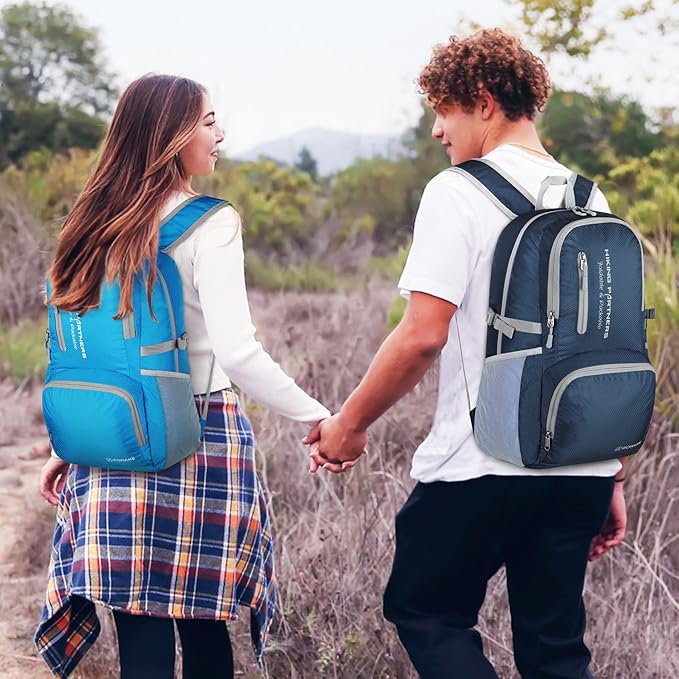 ZOMAKE Lightweight Packable Backpack, 35L Light Foldable Hiking Backpacks Water Resistant Collapsible Daypack for Travel(Light Blue)