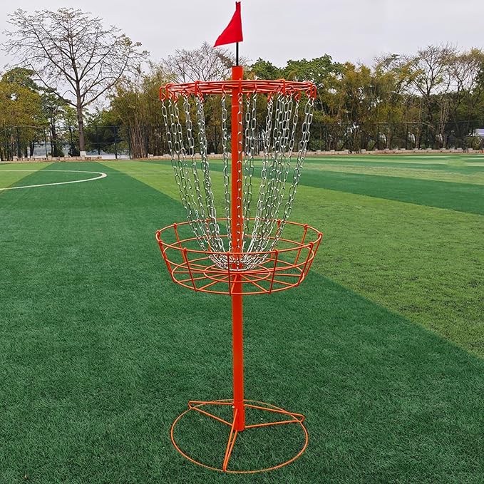 Disc Golf Basket - Portable Disc Golf Target with Heavy Duty 24-Chains Come with 6pcs Disc Golf Discs and Carry Bag, Ground Stake -Suitable for Players of All Levels - Multi Color Available