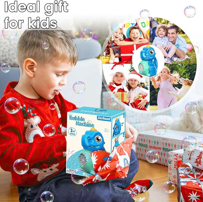 Dinosaur Bubble Machine Toys for Toddlers: Battery-Operated Bubble Maker with Bubble Solution for Kids - Perfect for Outdoor Parties, Yard Fun - Idea Kids Gift for Easter Christmas Birthday