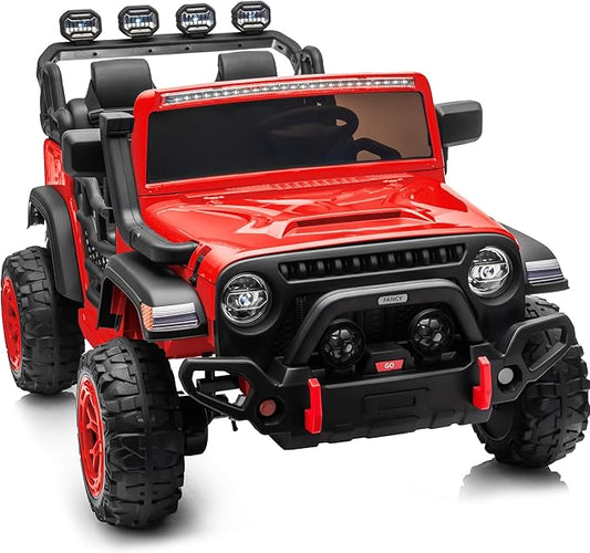 2 Seater Ride on Electric Car, 12V Ride on Toy Car for Kids 4-8 w/Remote Control, EVA Tires - Red