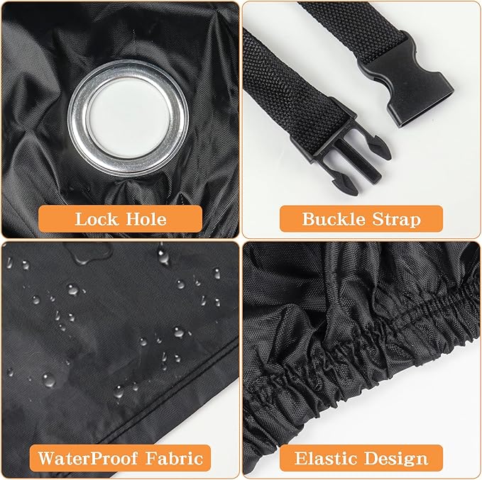 Klmnop Adult Tricycle Cover, Waterproof Electric Tricycle Cover for Outdoor Storage Dustproof Windproof Trike Cover(Black)