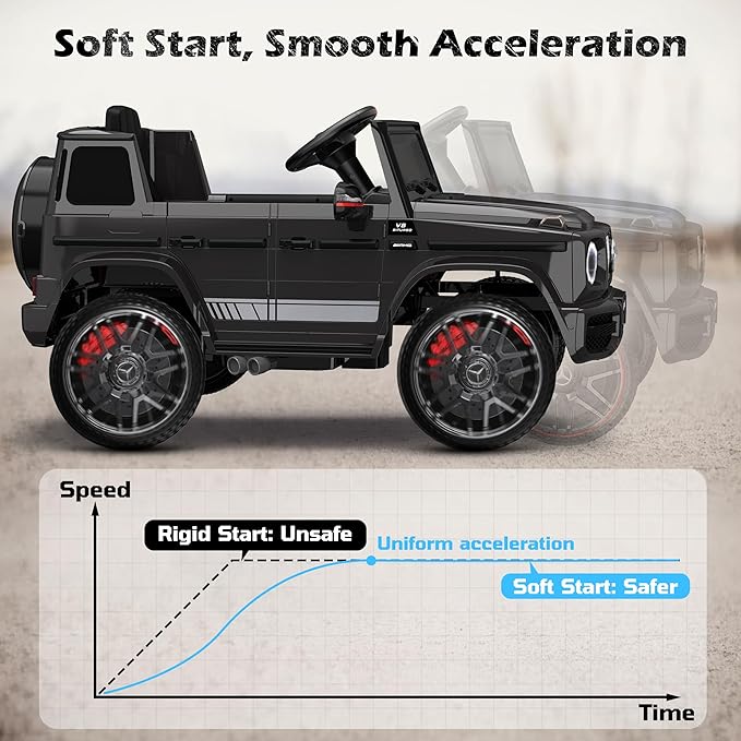 ANPABO 12V Ride on Car for Kids, Ride on Toys for Toddlers w/Parent Remote Control, LED Headlights, Music Player & Horn, Soft Start, Low Battery Prompt, Kids Electric Vehicle, Black