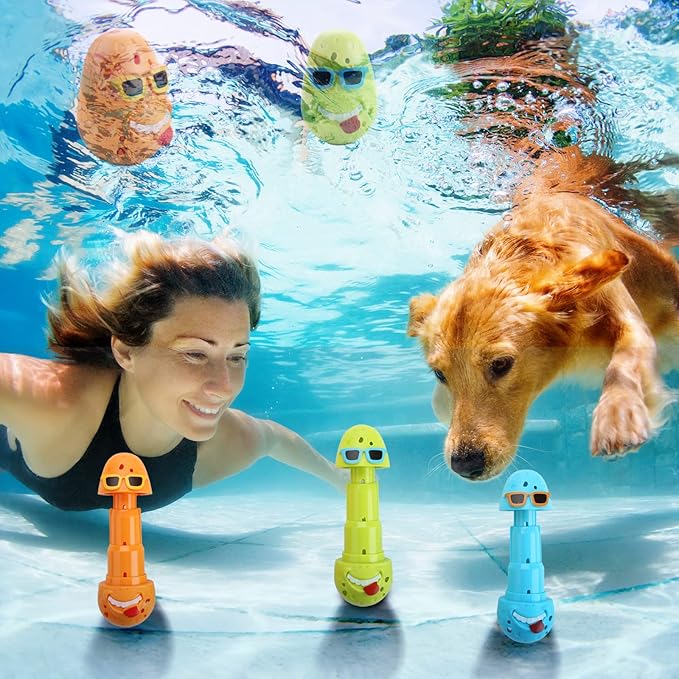 haomsj Swimming Diving Pool Sticks Toys for Kids, 3pcs Dive Clown Eggs, Summer Underwater Sinking Pool Toys for Boys and Girls Ages 8-12