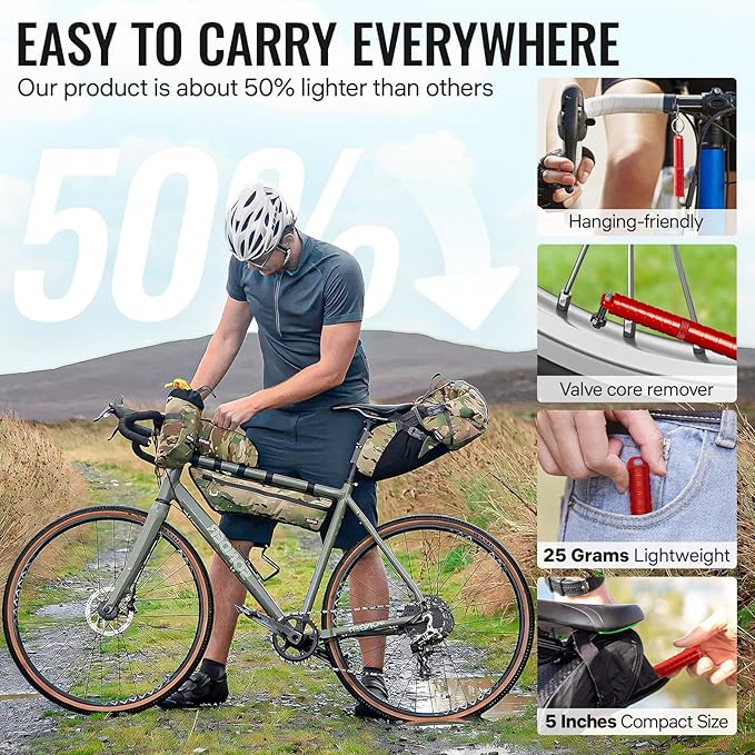 BWSHLF Tubeless Bike Tire Repair Kit for Mountain Bikes & Road Bicycles, Tubeless Tire Plug Kit with Storage Canister, Reamer, Insertion Fork, 10 Bacon Strips, Fix a Puncture or Flat, No Glue Needed