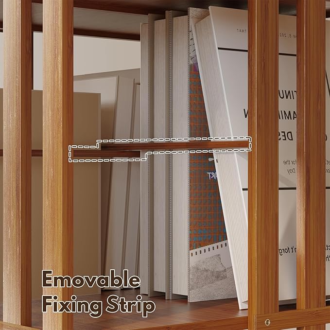 YOWOS Rotating Bookshelf Tower, 360 Display Spinning Bookcase, Bamboo Bookshelf Floor Standing Storage Rack, Wood Narrow Book Shelf Organizer for Kids&Adults (Walnut, 4 Tier)