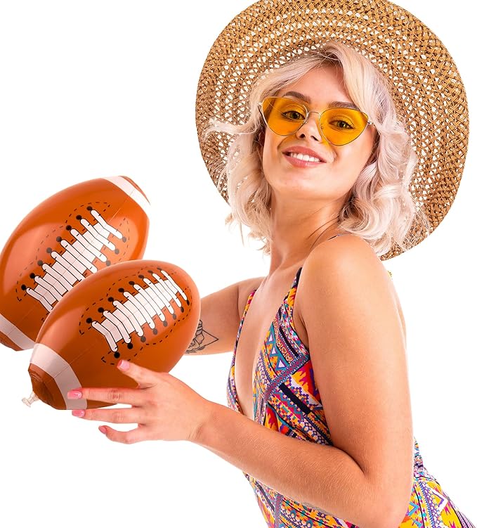 16 Inch Inflatable Football Blow Up Footballs Large Inflatable Football Beach Balls for Summer Pool Beach Party Favors Sports Games