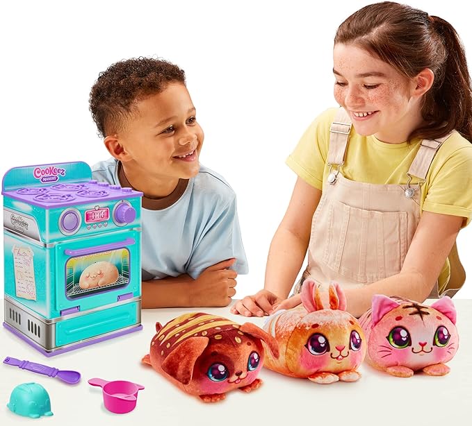 Cookeez Makery Baked Treatz Oven Playset – Interactive Bake & Reveal Toy Oven with Mystery Warm Scented Plush (Barky Bun, Ciacatta Bake, or Wheatney Bunny), Mixing Tools, Dough, & Accessories, 5+