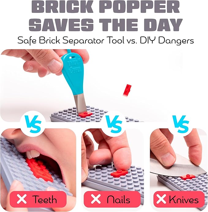 Brick Popper - World's Fastest Separator Tool - Efficient Remover for Kids and Adults - Perfect for Ages 6 and Up - Essential Tool (Light Blue)