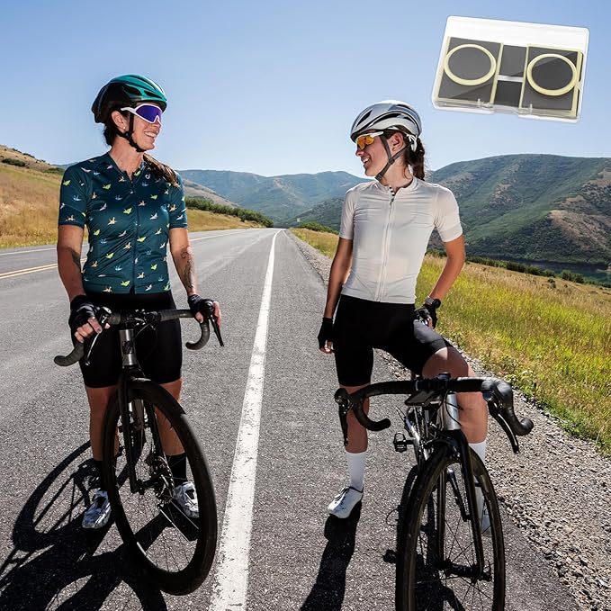 40 PCS Bike Tube Patch Kit, Bike Tire Repair Kit Includes 36 Pc Bicycle Inner Tube Puncture Patches and 4 Pc Metal Rasps Self Adhesive Bicycle Tire Patches for Road Mountain Bikes Cycling Bicycles