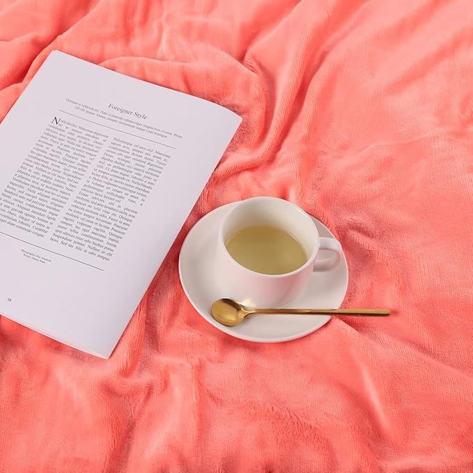 NANPIPER King Size Sherpa Blanket, Soft Fleece Throw for Bed, Reversible Thick Fuzzy Blanket for Winter (Living Coral, 90x108 inches)