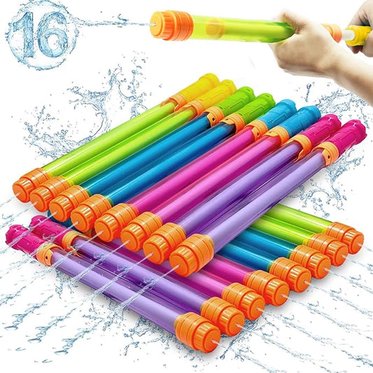 Water Soaker Blaster, 16 Pack Pool Water Guns Bulk, 35 ft Range Squirt Guns for Kids, Water Squirter Shooter for Summer Outdoor Game Pool Beach Party