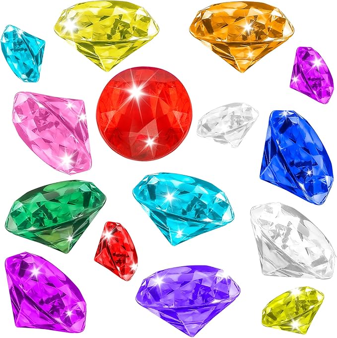 Diving Gems Pool Toys, 15 PCS Colorful Big Diamond Pool Diving Toy for Kids Ages 4-8 8-12, Sinking Swimming Pool Toys, Underwater Swimming Toys Water Games Gifts for Kids Summer Pool Party Favors