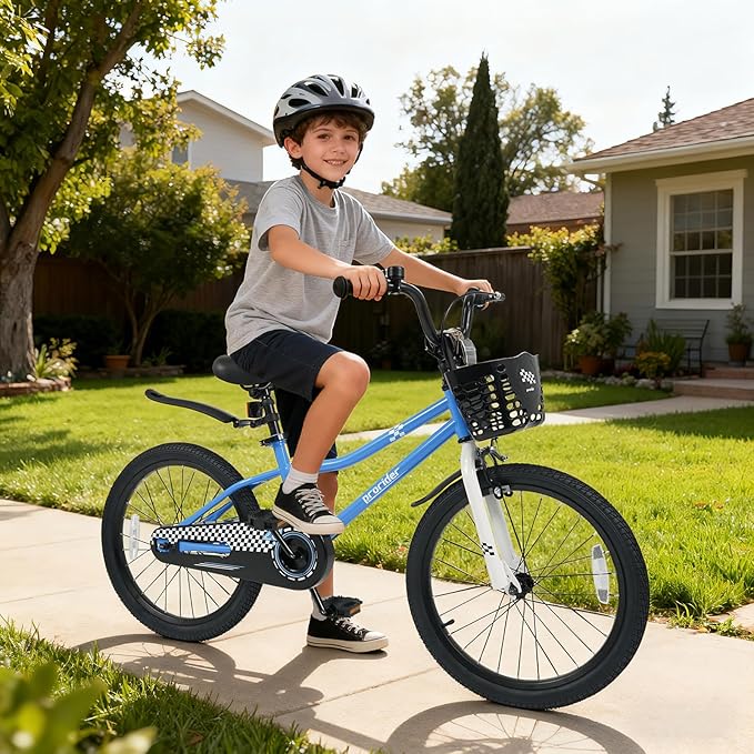 BABY JOY Kids Bike, 12 14 16 18 20 Inch Children Bikes for Boys Girls Teens 3-8 8+ Years w/Training Wheels or Kickstand, Handbrake, Coaster Brake & Removable Basket, Kids Bicycle of Multiple Colors