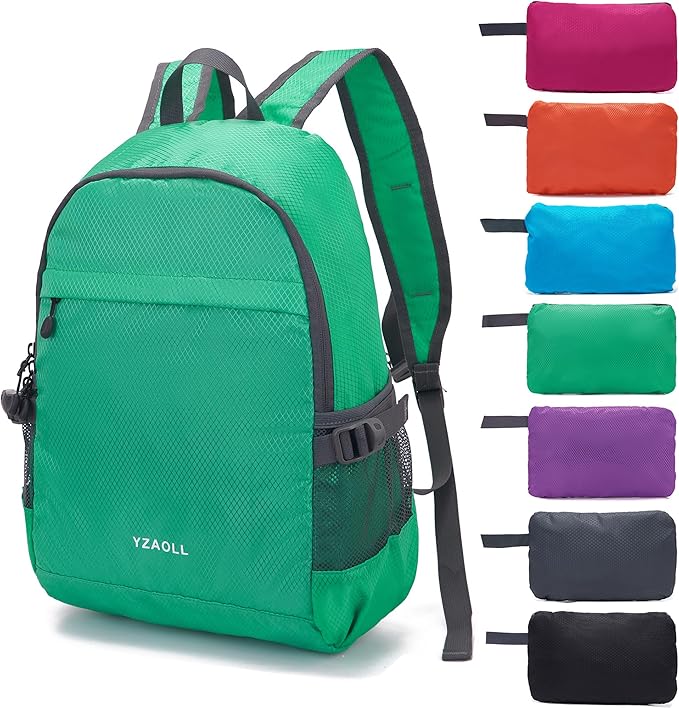 YZAOLL Small Lightweight Packable Hiking Backpack, 20L Hiking Backpack Day Pack for Women Men Travel Camping Vacation,Qing