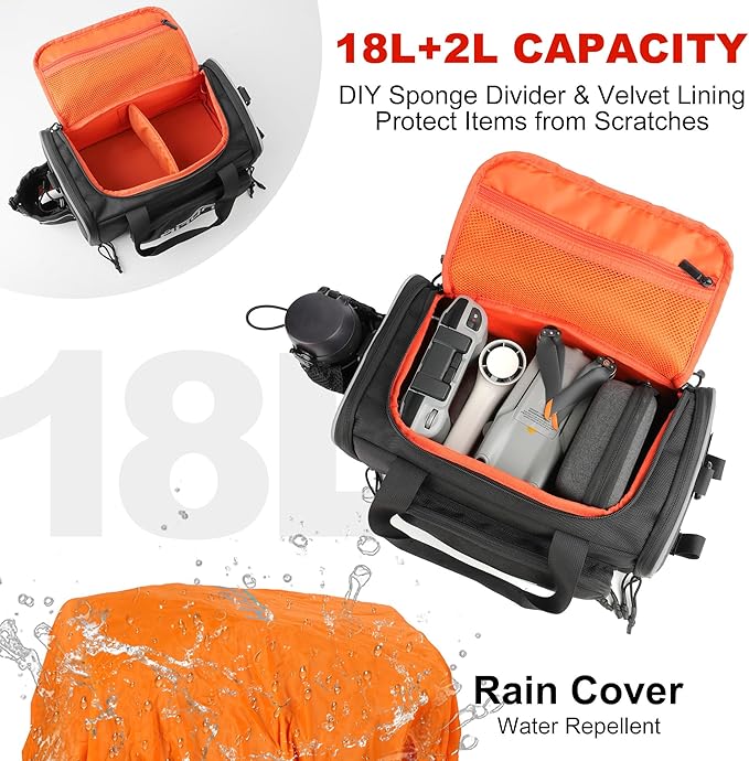 Bike Bags for Bicycle Rack Bag,18-20L Pannier Trunk Pannier with Rain Cover,Water Resistant Ebike Saddle Bag for Rear Rack handlebar Shoulder Bag for Commuter Travel Outdoor Cycling,1680D