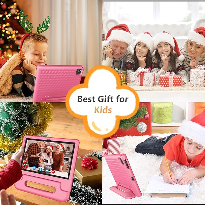 10.1-Inch Kids Tablet, 8GB+64GB, Android 14, 8-Core CPU, Educational Apps, Parental Controls, WiFi, 1280x800 HD Display, Cameras, Shockproof, Long Battery Life