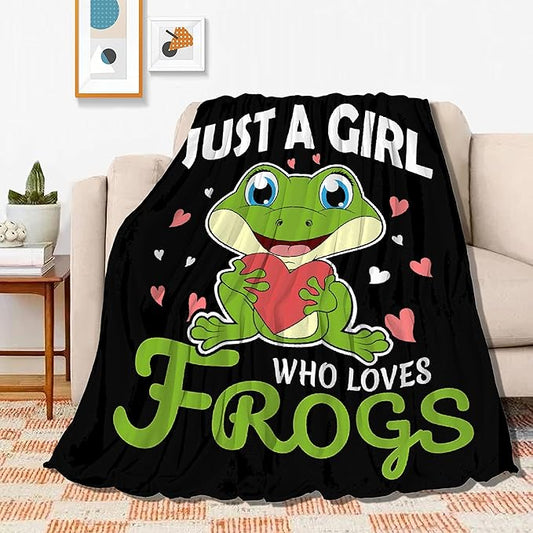 Just A Girl Who Loves Frogs Blanket Soft Blankets and Throws Flannel Cozy Lightweight Quilt Gift Perfect for Bed Sofa Couch-40 x30 Extra Small for Pets