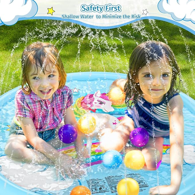 Jasonwell Splash Pad Sprinkler for Kids Splash Play Mat Outdoor Water Toys Inflatable Splash Pad Baby Toddler Pool Boys Girls Children Outside Backyard Dog Sprinkler Pool Age 1 2 3 4 5 6 7 8 9 (75'')