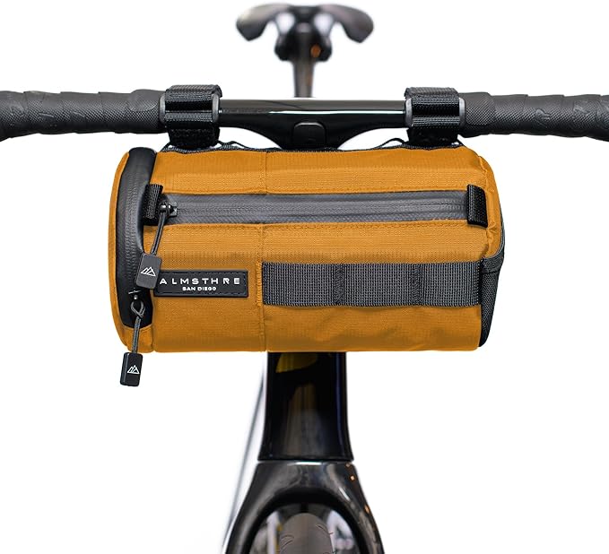 Signature Bar Bag – California Gold | Hard-Shell Bike Handlebar Bag with Waterproof Zippers & Adjustable Straps | Lightweight Bicycle Handlebar Bag, Compatible with Road, Gravel & MTB Bikes