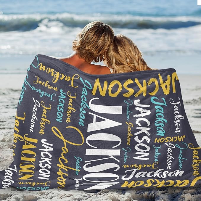 Dr.TOUGH Personalized Name Blanket Personalized Blanket for Adult Kids Flannel Customized Personalized Blankets and Throws
